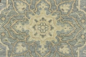 Muted Gray Floral 6X6 Transitional Oriental Round Rug