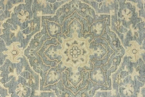 Muted Gray Floral 6X6 Transitional Oriental Round Rug