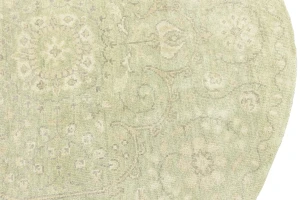 Muted Green Floral 6X6 Transitional Oriental Round Rug
