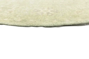 Muted Green Floral 6X6 Transitional Oriental Round Rug