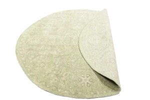 Muted Green Floral 6X6 Transitional Oriental Round Rug