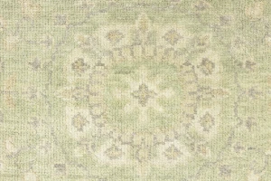 Muted Green Floral 6X6 Transitional Oriental Round Rug