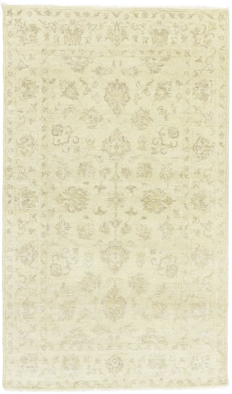 Muted Beige Floral 5X8 Transitional Oriental Rug