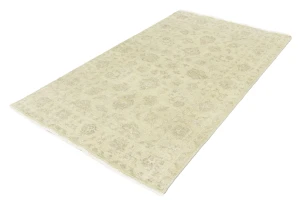 Muted Beige Floral 5X8 Transitional Oriental Rug