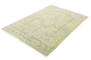 Muted Green Floral 4X6 Transitional Oriental Rug