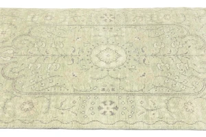 Muted Green Floral 4X6 Transitional Oriental Rug