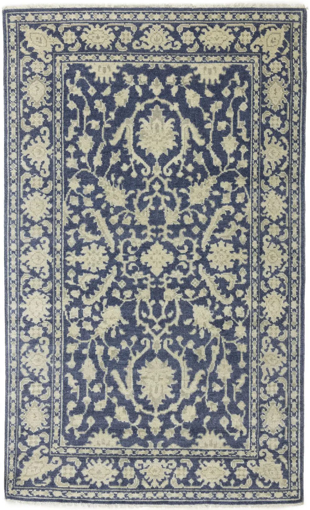 Muted Slate Blue Floral 5X8 Transitional Oriental Rug