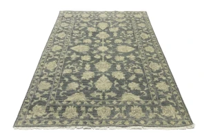 Muted Dark Slate Floral 5X8 Transitional Oriental Rug