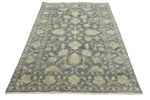 Muted Dark Slate Floral 5X8 Transitional Oriental Rug