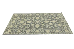 Muted Dark Slate Floral 5X8 Transitional Oriental Rug