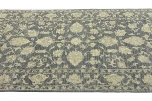 Muted Dark Slate Floral 5X8 Transitional Oriental Rug