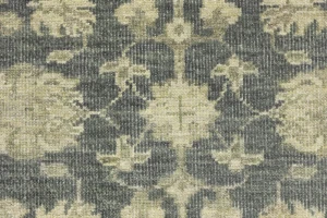 Muted Dark Slate Floral 5X8 Transitional Oriental Rug