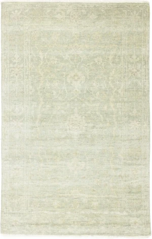 Muted Green Floral 4X6 Transitional Oriental Rug