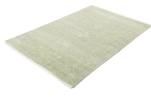 Muted Green Floral 4X6 Transitional Oriental Rug