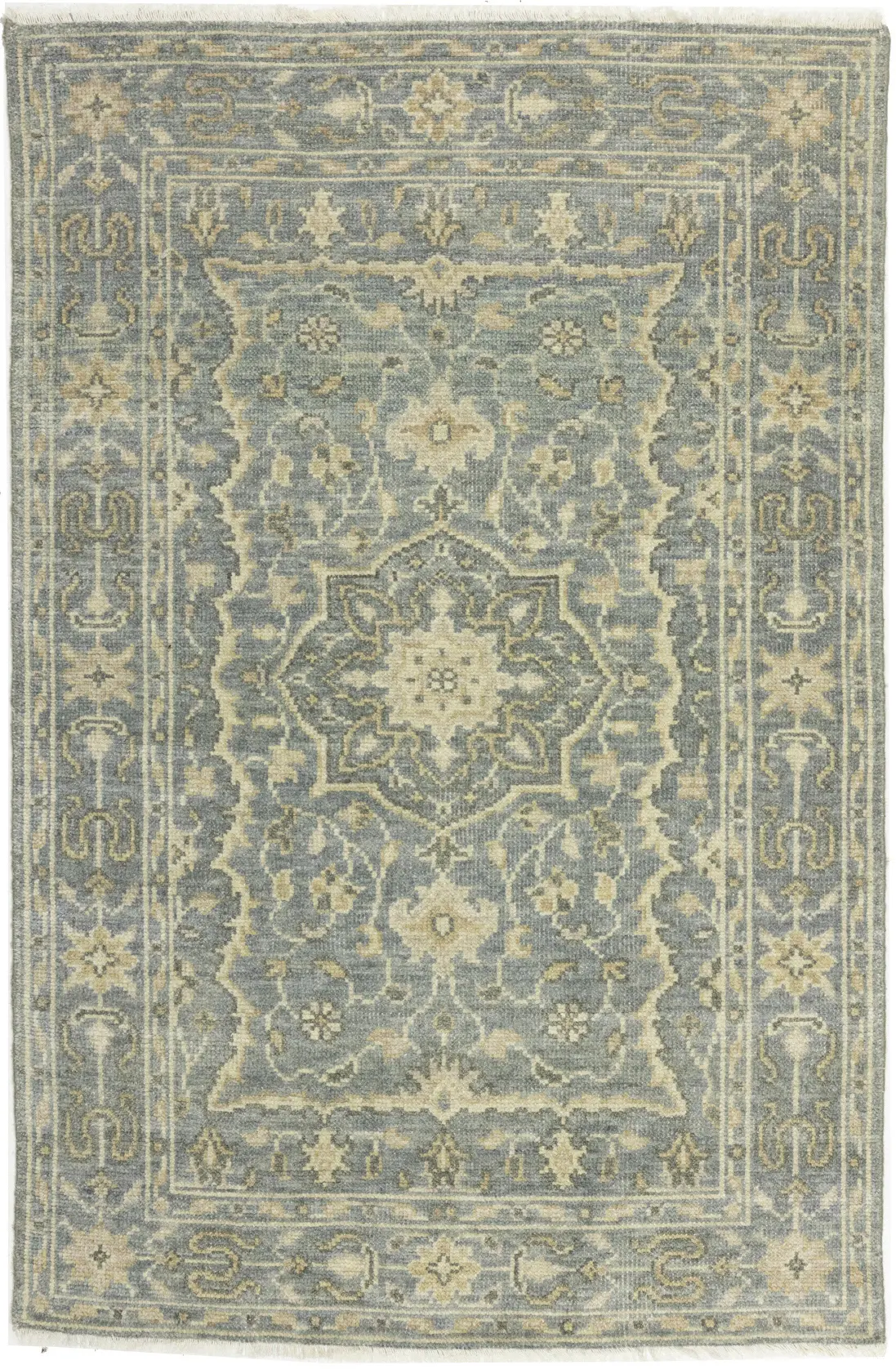Muted Gray Floral 4X6 Transitional Oriental Rug