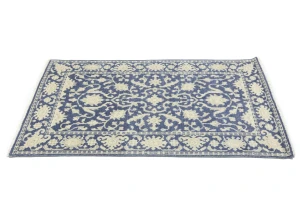 Muted Slate Blue Floral 4X6 Transitional Oriental Rug
