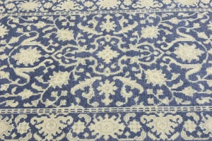 Muted Slate Blue Floral 4X6 Transitional Oriental Rug