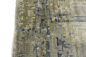 Multicolored Silk Abstract 8X10 Distressed Modern Oxidized Rug