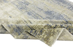 Multicolored Silk Abstract 8X10 Distressed Modern Oxidized Rug