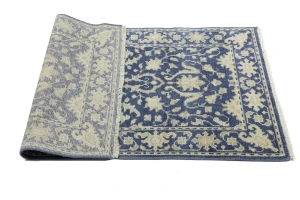 Muted Slate Blue Floral 3X5 Transitional Oriental Rug