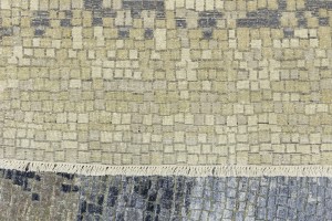 Multicolored Silk Abstract 8X10 Distressed Modern Oxidized Rug