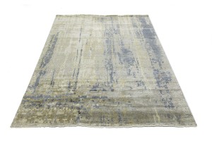 Multicolored Silk Abstract 8X10 Distressed Modern Oxidized Rug