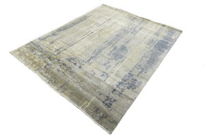 Multicolored Silk Abstract 8X10 Distressed Modern Oxidized Rug