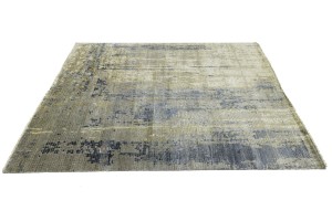 Multicolored Silk Abstract 8X10 Distressed Modern Oxidized Rug