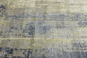 Multicolored Silk Abstract 8X10 Distressed Modern Oxidized Rug