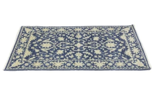Muted Slate Blue Floral 3X5 Transitional Oriental Rug