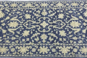 Muted Slate Blue Floral 3X5 Transitional Oriental Rug