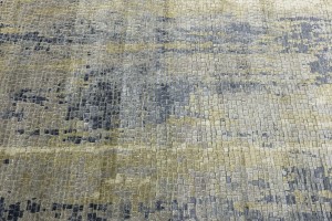 Multicolored Silk Abstract 8X10 Distressed Modern Oxidized Rug
