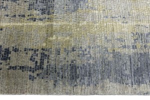 Multicolored Silk Abstract 8X10 Distressed Modern Oxidized Rug