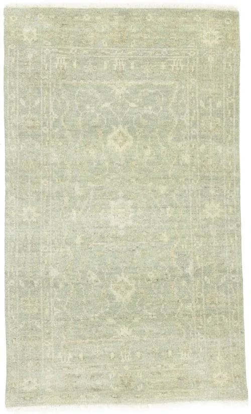 Muted Green Floral 3X5 Transitional Oriental Rug