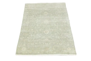 Muted Green Floral 3X5 Transitional Oriental Rug