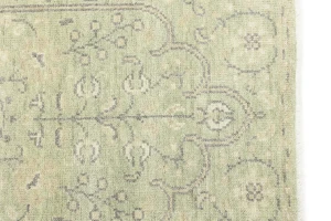 Muted Green Floral 3X5 Transitional Oriental Rug