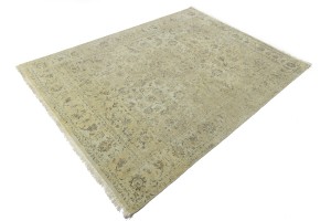 Beige Transitional 8X10 Distressed Indo-Nain Oriental Rug
