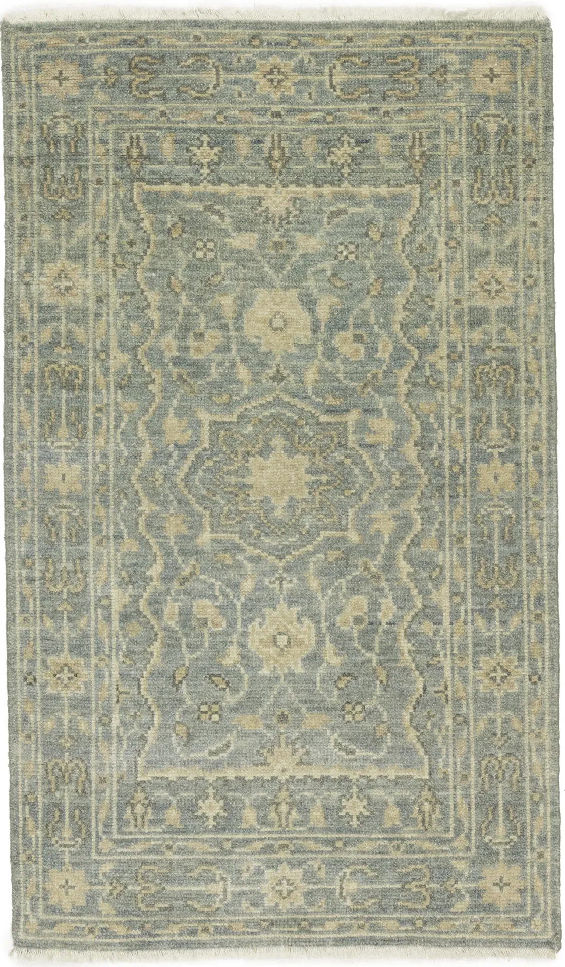 Muted Gray Floral 3X5 Transitional Oriental Rug