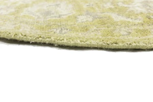 Muted Golden Yellow Floral 6X6 Transitional Oriental Round Rug