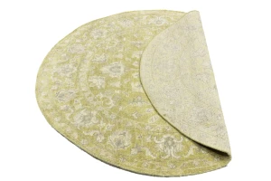 Muted Golden Yellow Floral 6X6 Transitional Oriental Round Rug
