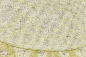 Muted Golden Yellow Floral 6X6 Transitional Oriental Round Rug