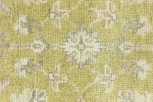 Muted Golden Yellow Floral 6X6 Transitional Oriental Round Rug