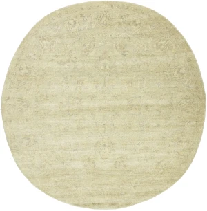Muted Beige Floral 6X6 Transitional Oriental Round Rug