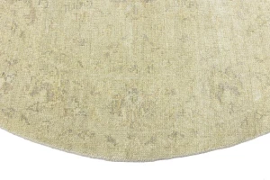 Muted Beige Floral 6X6 Transitional Oriental Round Rug