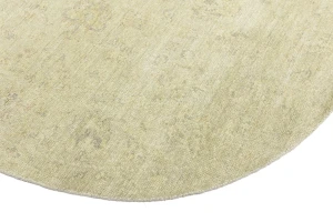 Muted Beige Floral 6X6 Transitional Oriental Round Rug