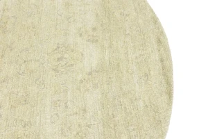 Muted Beige Floral 6X6 Transitional Oriental Round Rug