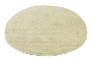 Muted Beige Floral 6X6 Transitional Oriental Round Rug