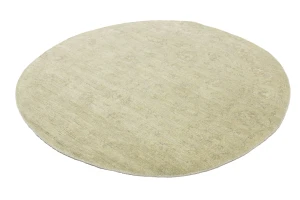 Muted Beige Floral 6X6 Transitional Oriental Round Rug