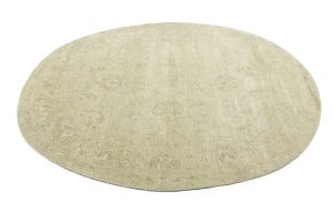 Muted Beige Floral 6X6 Transitional Oriental Round Rug