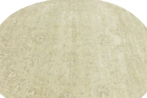 Muted Beige Floral 6X6 Transitional Oriental Round Rug